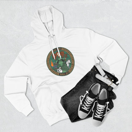 Brigid Celtic Goddess graphic featuring Irish mythology art on a white unisex hoodie.