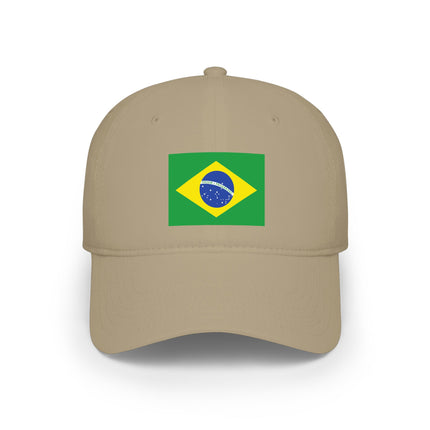 Brazilian flag baseball cap in khaki. Show your national pride with this Brazil design.