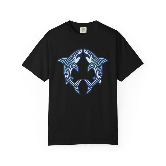 Mayan Sharks Symbol T-Shirt | Tribal Geometric Ocean Life Graphic Tee