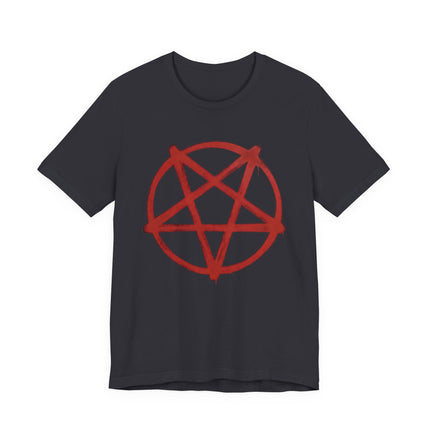 Red Spray Paint Inverted Pentagram T-Shirt | Occult Gothic Graffiti Pentacle Tee