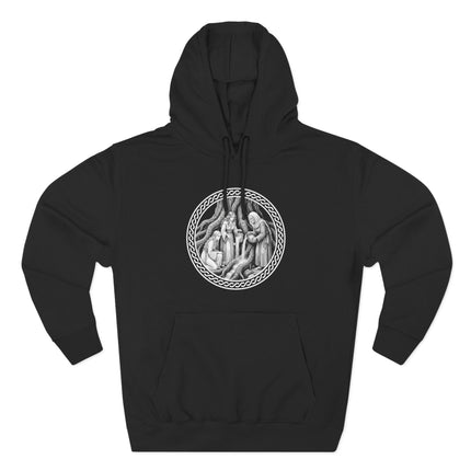 Norns of Norse Mythology, the fate weavers, depicted in an intricate circular design.