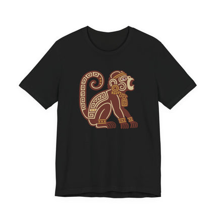 Mayan Howler Monkey T-Shirt | Rust and Gold Curled-Tail Graphic Tee