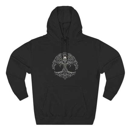 Intricate Celtic Tree of Life hoodie design featuring a mystical skull motif.