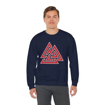 Red Valknut Norse Symbol Sweatshirt | Viking Asgard Symbol Unisex Pullover V1