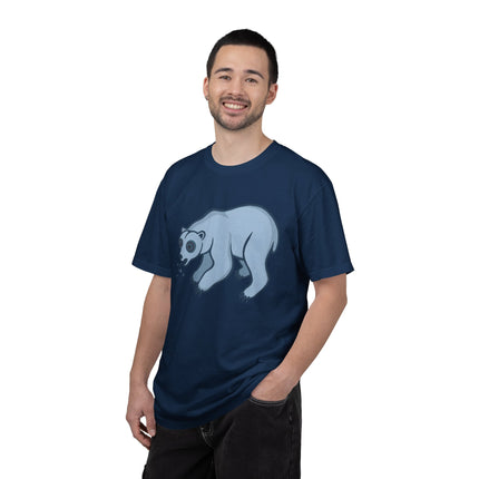 Goofy Blue Polar Bear Spitting Snow T-Shirt | Arctic Animal Tee
