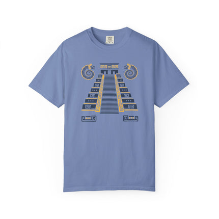 Stepped Pyramid T-Shirt | Red and Gold Mesoamerican Graphic Tee