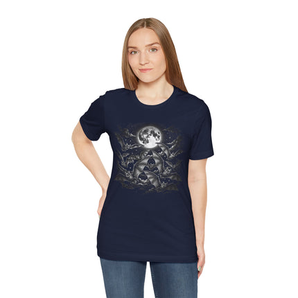 Flying Bats & Full Moon T-Shirt | Gothic Night Sky Graphic Tee
