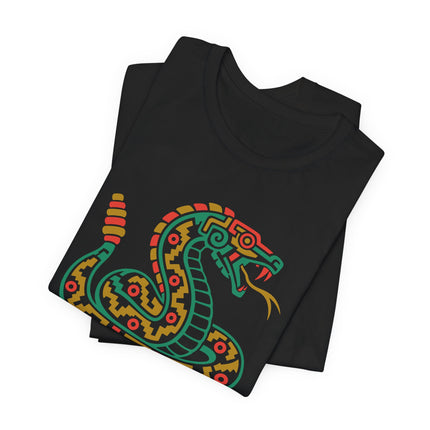 Aztec Rattlesnake T-Shirt | Coiled Green Serpent Graphic Design Tee