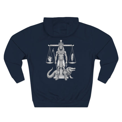 Anubis weighing of the heart scale, ancient Egyptian afterlife mythology art print.