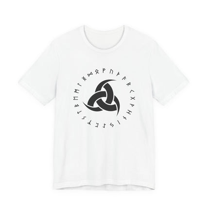 Viking Odin's horns and rune circle graphic t-shirt design.