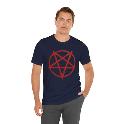 Red Spray Paint Inverted Pentagram T-Shirt | Occult Gothic Graffiti Pentacle Tee