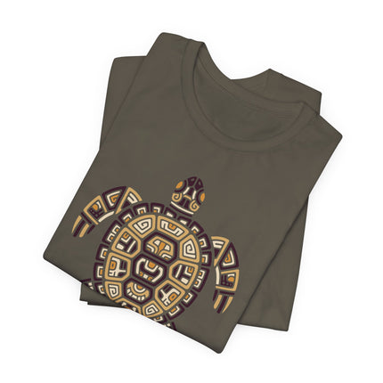 Mayan Turtle T-Shirt | Green and Gold Geometric Shell Design Tee