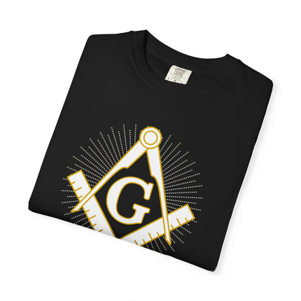Masonic Square and Compass Black Graphic T-Shirt | Sacred Geometry Tee