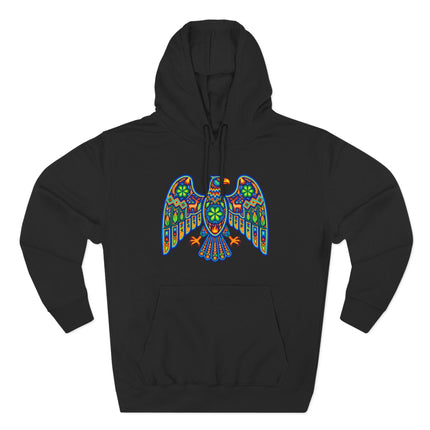 Huichol Eagle Hoodie | Colorful Indigenous Mexican Art Pullover Hoodie