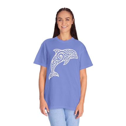 Tribal Dolphin Swirl Art Graphic T-Shirt | Ocean Animal Tee | Comfort Colors