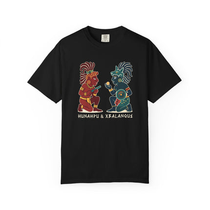 Hunahpu & Xbalanque Mayan Mythology T-Shirt | Popol Vuh Graphic Unisex Tee | V1