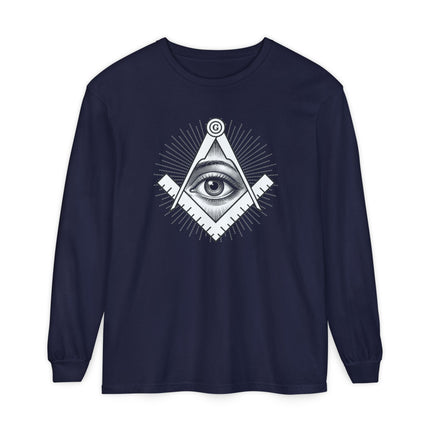 Square and Compasses Eye Long Sleeve T-Shirt | Masonic Graphic Tee