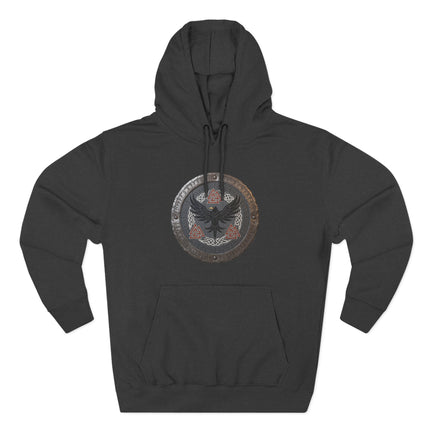 Norse Raven Shield Hoodie - Viking Mythology & Runic Symbols