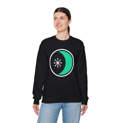 Seax Wicca Crescent Moon & Wheel Sweatshirt | Pagan Witchcraft Pullover Sweatshirt