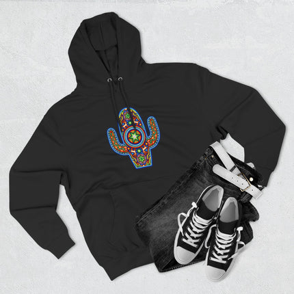 Huichol Cactus Hoodie | Vibrant Mexican Indigenous Art Pullover Hoodie