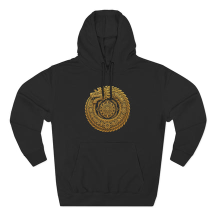 Feathered Serpent Sacred Geometry Hoodie - Gold Mandala Design