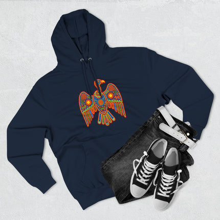 Huichol Vulture Hoodie | Colorful Indigenous Art Graphic Pullover Hoodie