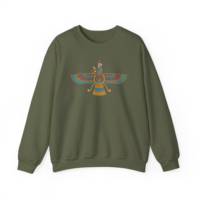 Faravahar Winged Symbol Sweatshirt | Zoroastrian Persian Graphic Pullover Sweatshirt
