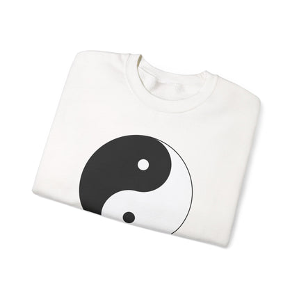 Yin Yang symbol graphic sweatshirt featuring harmony and balance design.