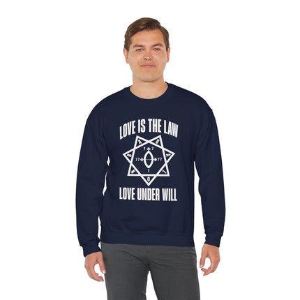 Love Is The Law Under Will Thelema Babalon Star Heptagram Sweatshirt Sweatshirt