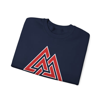 Red Valknut Norse Symbol Sweatshirt | Viking Asgard Symbol Unisex Pullover V1