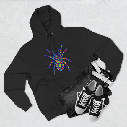 Huichol Tarantula Hoodie | Vibrant Mexican Folk Art Spider Pullover Hoodie