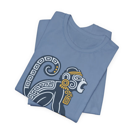 Mayan Howler Monkey T-Shirt | Rust and Gold Curled-Tail Graphic Tee