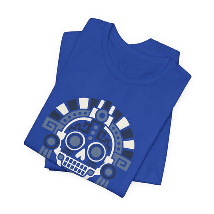 Aztec Skull T-Shirt | Geometric Mesoamerican Headdress Graphic Tee