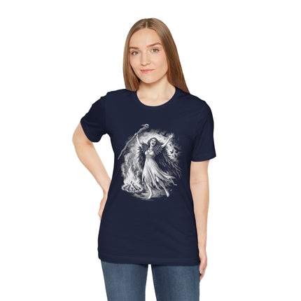 Celtic Goddess The Morrigan raven bonfire ritual t-shirt design.