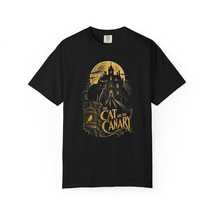 The Cat and the Canary T-Shirt | Moonlit Gothic Mansion Artwork
