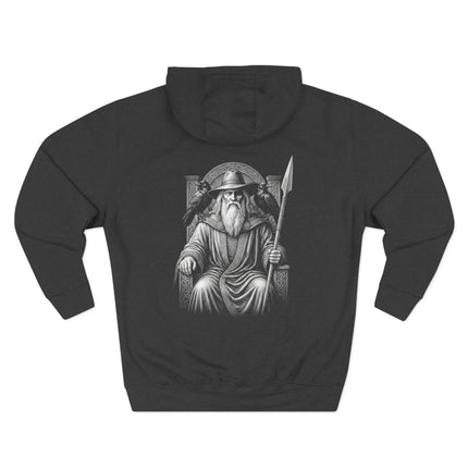 Odin, the Norse Allfather, with ravens and spear, pagan mythology graphic print.