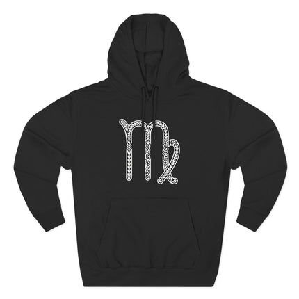 Virgo zodiac symbol hoodie featuring an ornate Celtic knot astrology design.
