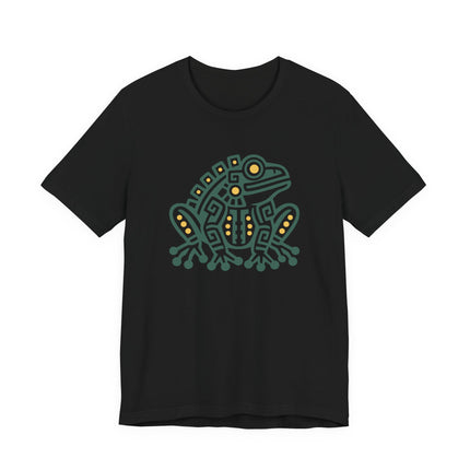 Aztec Frog T-Shirt | Green and Gold Geometric Animal Graphic Tee