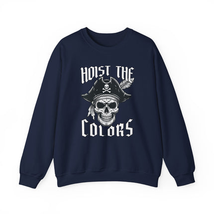 Unisex pirate skull sweatshirt featuring a crossbones graphic print and nautical theme.