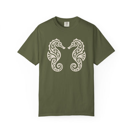 Tribal Seahorses T-Shirt | Ornate Marine Life Design Unisex Unisex Tee