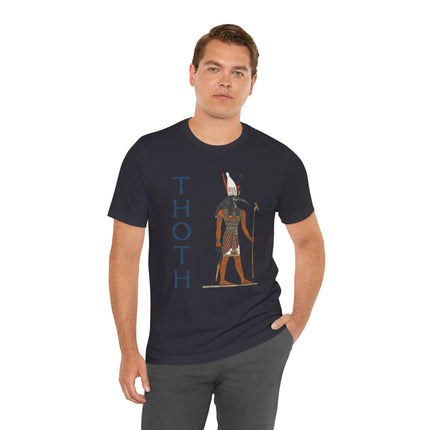Thoth Egyptian god graphic tee featuring the Ibis deity and ancient Egyptian mythology.