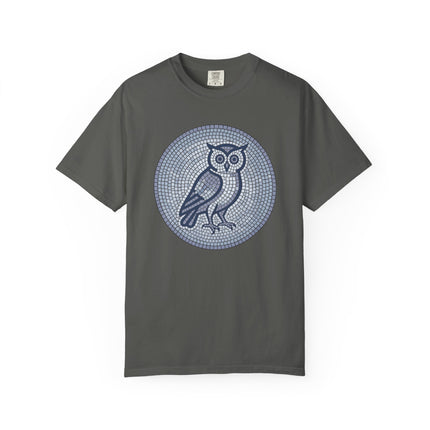 Mosaic Owl T-Shirt | Geometric Blue Grey Wisdom Graphic Tee | Comfort Colors