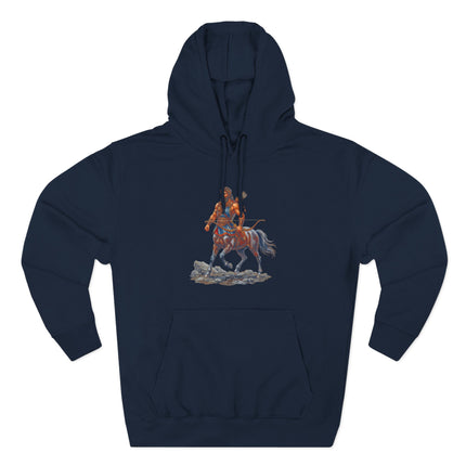 Greek mythology centaur archer warrior graphic illustration on a hoodie.