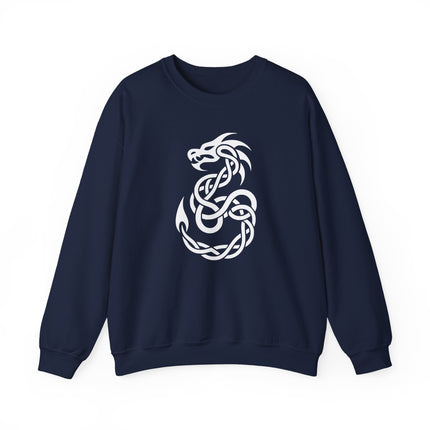 Celtic knotwork dragon graphic design featuring intertwined mythological art.