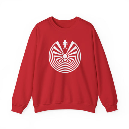 Labyrinth maze graphic on a unisex sweatshirt featuring man in the maze design.