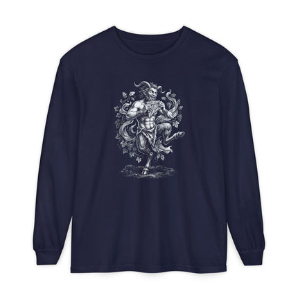 Pan T-Shirt | Dancing Greek God with Panpipes Long Sleeve Tee