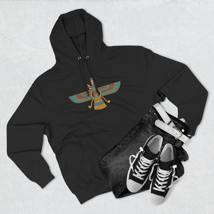 Colorful Faravahar Zoroastrian Hoodie | Ancient Persian Symbol Pullover Hoodie