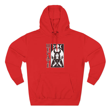 Hecate goddess witchcraft design featuring the triple moon symbol and pagan occult art.