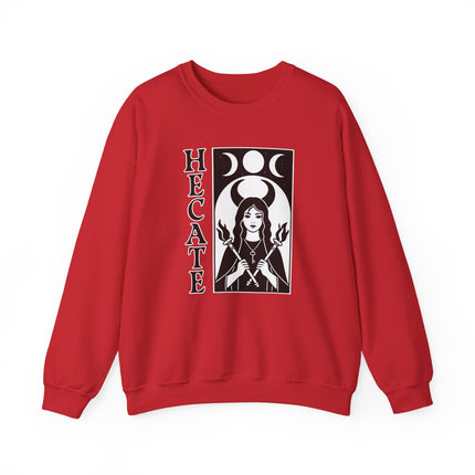 Hecate Goddess sweatshirt featuring triple moon witch torches and keys magic design pullover.