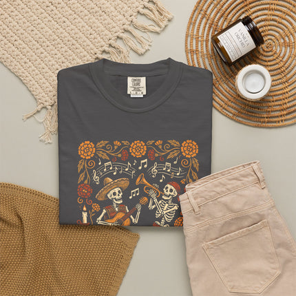 Mexican Day of the Dead T-Shirt | Dancing Skeletons and Flowers